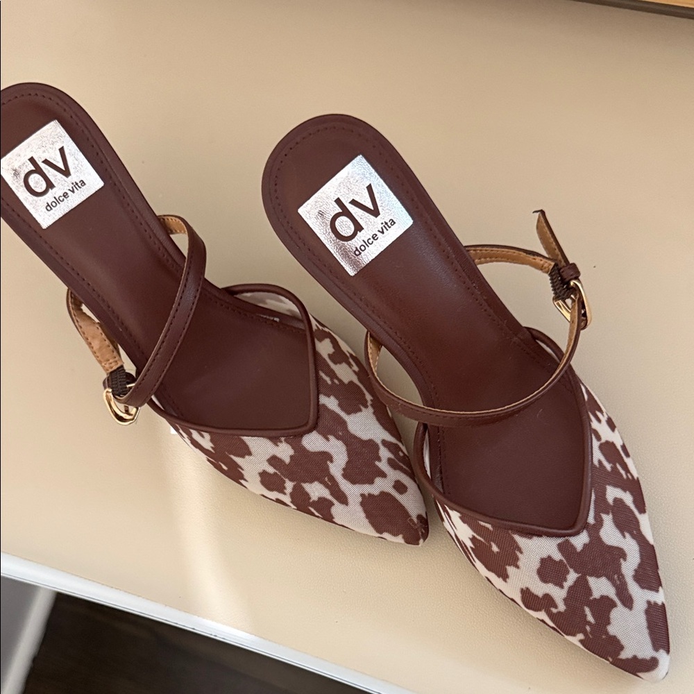 Dolce Vita Brown and Cream Patterned heels